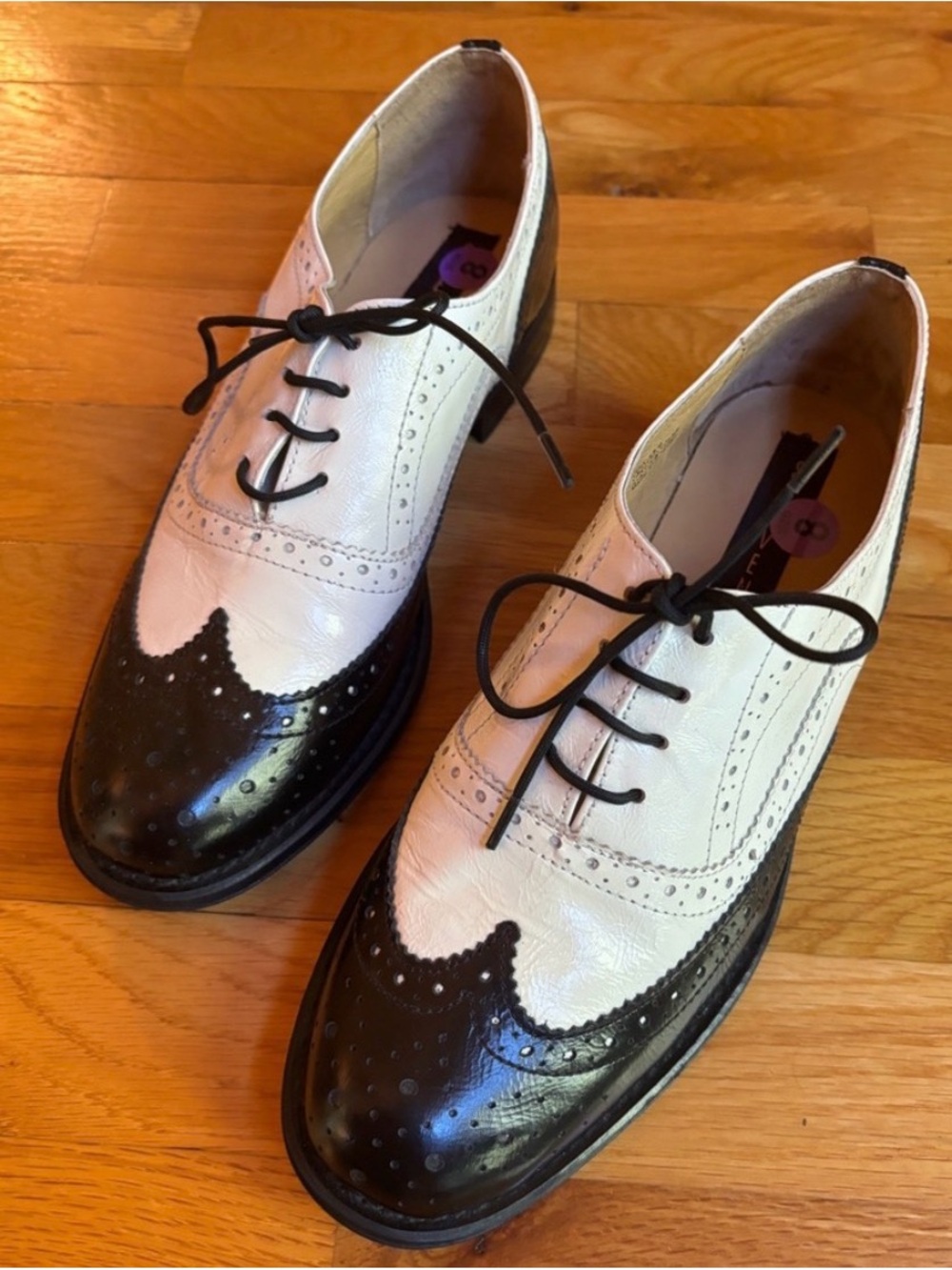 Steve Madden Black and White Wingtip Oxfords